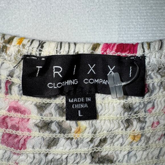 Trixxi‎ Unlined Blend Spaghetti Strap Floral Mini Tank Dress L Stretched - Picture 9 of 9